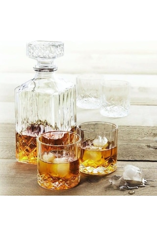 Homeplaceeu Viski Ve Şarap Dekantör Seti, 900 Ml, 4 Viski Bardağı, 230 Ml, Hediye Kutusunda Çok Renkli