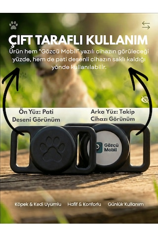Gözcü Mobil Kedi Köpek Takip Cihazı Android Ios Uyumlu Pet Evcil Hayvan Tasması Sim Kartsız Akıllı Takip Cihazı Siyah