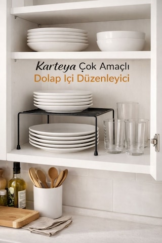 Karteya Çok Amaçlı Dolap İçi Düzenleyici Mutfak Düzenleyici Siyah