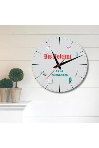 Diş Hekimine Hediye Duvar Saati Cam Duvar Saati Mm2932-16 Çok Renkli