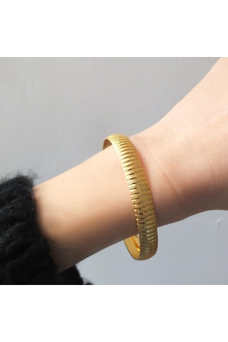 Altın Kaplama Çizgili Bilezik 0.8 Cm Blz-3051 Altın