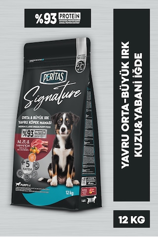 Peritas Signature Kuzulu Orta ve Büyük Irk Yavru Köpek Maması 12 KG