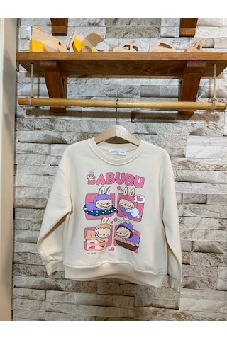 Aysbebe Labubu Baskılı Sweat Kız Çocuk Krem 2254
