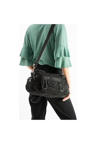 Kadın Omuz Çantası Çapraz Askılı Postacı Bayan Çantası 21 31 Cm Poliamid Hafif Kumaş Kol Çantası Siyah