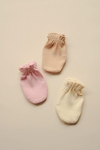 3lü Krem-bej-pembe Yenidoğan Eldiven Set Model 6 Çok Renkli