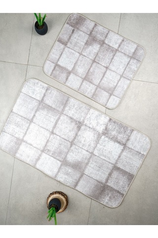 Dijital Baskılı Yıkanabilir Kaymaz Taban 2li Banyo Halısı Paspas Klozet Takımı 6388b