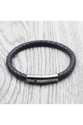 Gogoey Dbg8181 Erkek Deri Bileklik Paslanmaz Çelik Metal Siyah Siyah