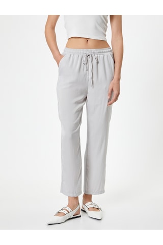 Koton Crop Paça Pantolon Beli Bağlamalı Cepli Gri 4sak40112pw Gri