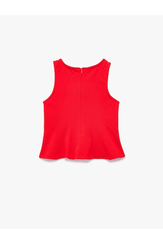 Koton Bisiklet Yaka Kolsuz Crop Bluz Kırmızı 6skg60103ak