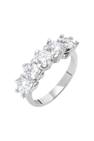 Tesbihane Starlight Diamond Pırlanta Montür 925 Ayar Gümüş Kadın Beştaş Yüzük Beyaz