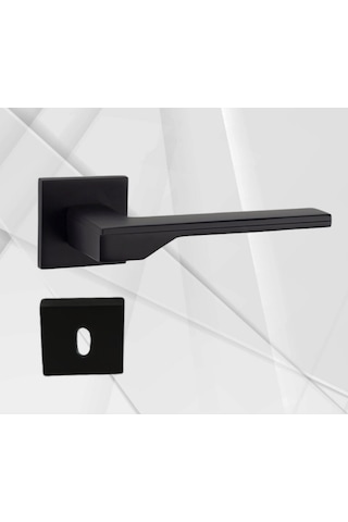 Stilo Siyah 5 Adet Oda 2 Adet Wc Kare Rozetli Kapı Kolu Set - Stılo Syh 5+2