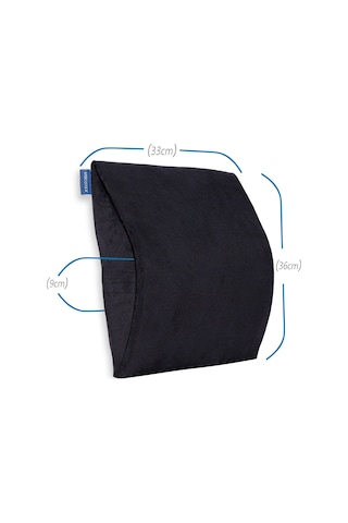 Visco Ortopedik Araç Bel Dayama Minderi 35x33x9 cm, Siyah