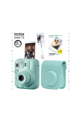 Instax Mini 13 Fotoğraf Makinesi Deri Çanta Kıskaç + 20'li Film Hediye Seti