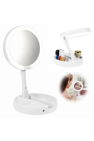 Led Işıklı 10x Katlanır Hafif Çift Yönlü Usb Şarjlı Makyaj Aynası