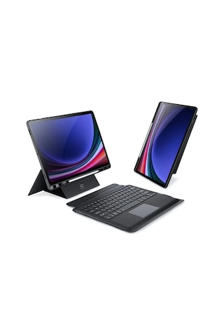 Dux Ducıs Samsung Uyumlu Galaxy Tab S9 + Ayrılabilir Bluetooth Klavye Touchpad Pu Deri Kılıf- 5775 Arka Kapak
