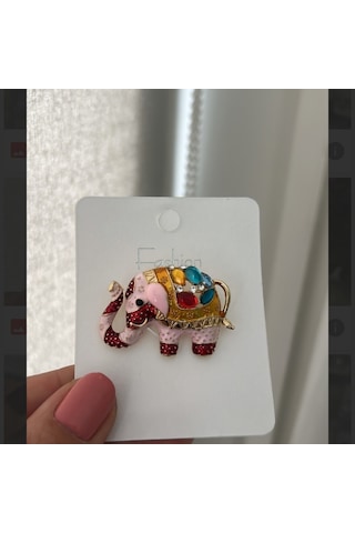 Lente Aksesuar Kristal Taşlı Pembe Fil Broş-etnik Desenli Fil Yaka İğnesi Çok Renkli
