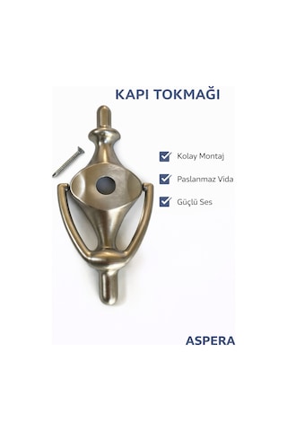 Çelik Kapı Taktak Kapı Tokmağı Dayanıklı Metal Kapı Vuracağı Modern Tasarım Kolay Montajlı Gümüş