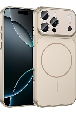 Zore Apple Uyumlu iPhone 14 Pro Kılıf Msra M-safe Şarj Özellikli Kamera Korumalı Formen Kapak - Gold Altın