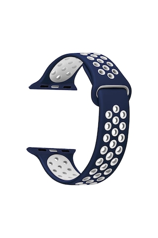 Microsonic Apple Uyumlu Watch 6 44Mm Sport Band Kordon Lacivert Beyaz