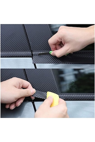 Siyah Karbon Şerit Folyo Araç Kapı Direk Eşik Çıta Kaplama Folyos