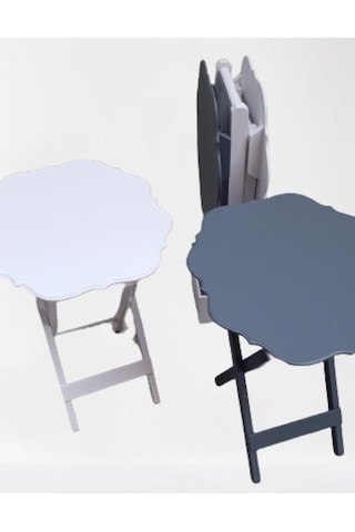 1448bng90090çanta Zigon Sehpa Yonca Dörtlü Model Ahşap Mdf Beyaz Ve Gri Renk Uyum El Yapım