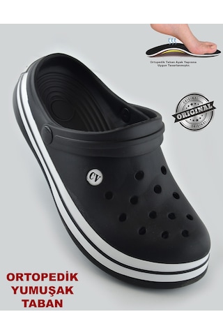 15090 Cv Crosss Tarzı Unisex Terlik Hemşire Doktor Terliği Siyah