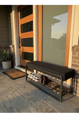 Line Modern Bench Puf 120 Cm - Antre, Giriş Holü , Ofis İçin Şık Dekoratif Bench Siyah