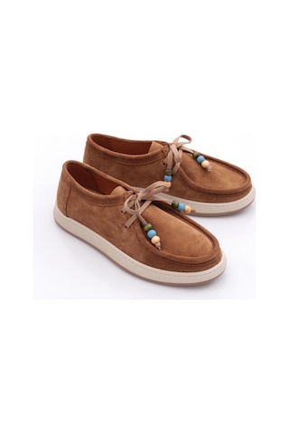 Dgn 26023 Kadin Oxford Ayakkabi Camel Süet
