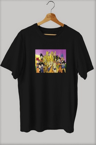 Noıssey -wed Dragon Ball Z Tasarım Baskılı Oversize T-shirt Tişört Sokak Tarzı Siyah