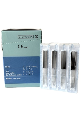 Akupunktur İğnesi Kuru İğne 0.25x25 Mm Beşli Tüpsüz 1000 Adet