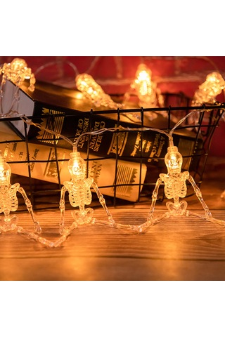 Mufunye Halloween Kemer Işığı 3m 20 Led Kafatası Figürlü Sabit Aydınlatma 2xaa Pil Pil Yok