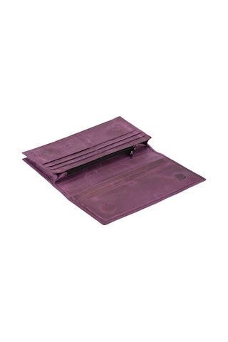 Karalı Hakiki Deri Unisex Portföy Mor Bc424-12 Mor