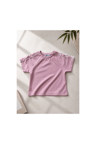 Uğur Bebe Kız Çocuk Bayramlık Oysho Kumaş Sweatshirt Geniş Paça Tek Alt Özel Gün Takımı Gül Kurusu Gül Kurusu