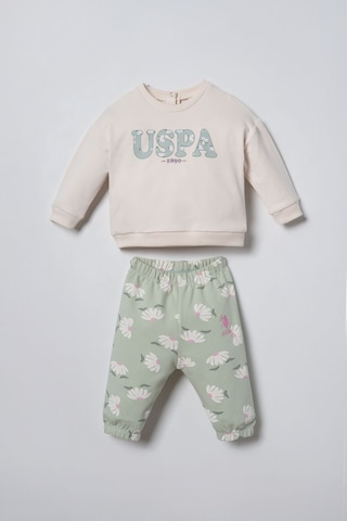 U.S. Polo Assn. Nakışlı Kız Bebek Beyaz Uzun Kol Pijama Takım Usb3257-c-v1 Usb3257-c-v1