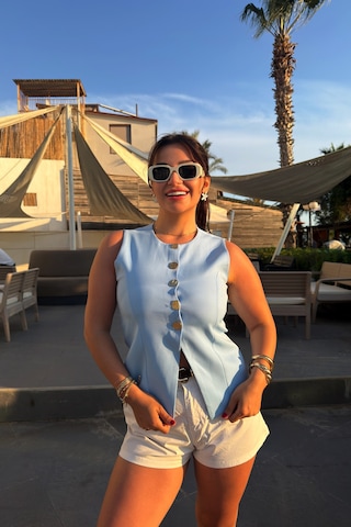 Gigi Wardrobe Blue Sky Yelek Mavi Mavi