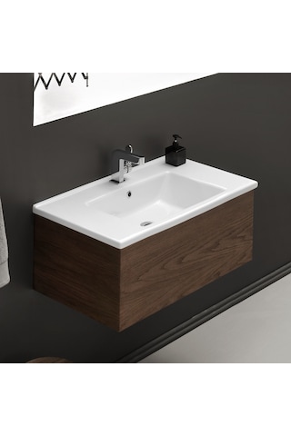 Turkuaz Seramik Cerastyle Arte 85x45 CM Etajerli Lavabo Dolap Hariç