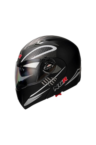 Ncr Çene Açılır Monster Motosiklet Kaskı Vizörlü Ece Belgeli Siyah - Beyaz