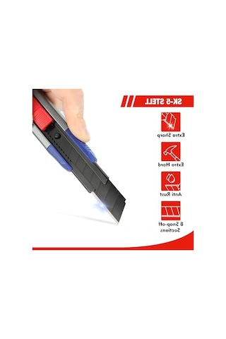 Ağır Hizmet Alüminyum Kasa Maket Bıçağı, 18 Mm Ve 10 Yedek