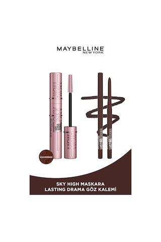 Maybelline New York Lash Sensational Sky High Maskara Brown + Lasting Drama Liner Göz Kalemi Brown Sugar