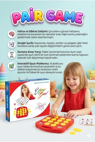 Eşini Bul Hafıza Ve Dikkat Geliştirici Eğitici Zeka Oyunu