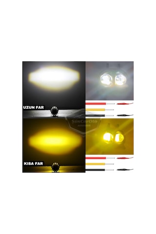 Şüscaroto Aksesuar Baykuş Sis Farı Çift Renk Sarı-beyaz Araç Motosiklet Off Road Led 50w Metal Çalışma Lambas