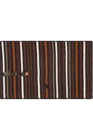 Gerçek El Dokuma Çok Renkli Çizgili Kilim Paspas