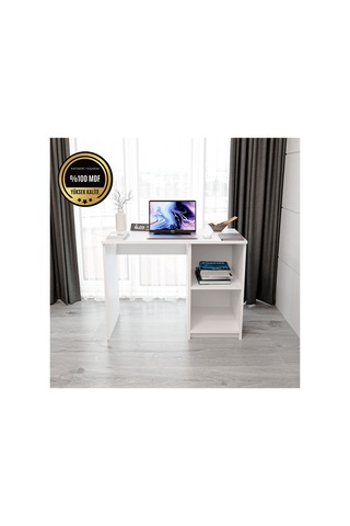 Matilda Çalışma Masası Raflı Kapaksız Modern Tasarım Beyaz