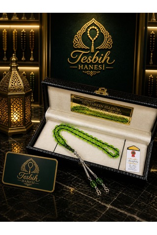 Tesbih Hanesi Ateş Kehribar Tesbih Harfli Kişiye Özel Seri Sıkma Kehribar Tesbih Usta Işi Tesbih Gümüş Kaplama Hediye Açık Yeşil