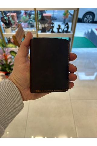 Parla Leather Tartus El Yapımı Hakiki Deri Kart Cüzdan Taba