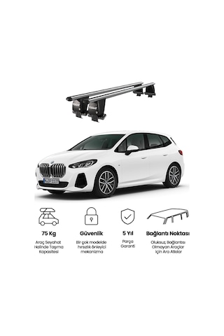 Royal Bmw 2 Serisi Active Tourer 2021 Ve Sonrası Uyumlu Gri Oluksuz Ara Atkı Port Bagaj Tavan Barı