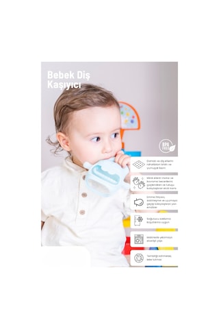 Mavi Bebek Silikon Diş Kaşıyıcı Renkli