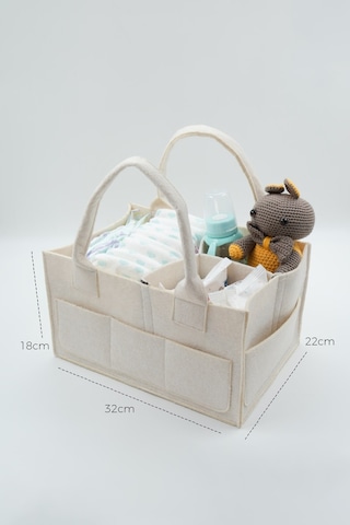 Jasper Sade Bej Keçe Anne Bebek Bakım Çantası Organizer Bej