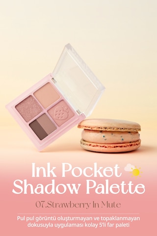 Mat, Parıltılı Tonlarda 5'li Far Paleti Perıpera Ink Pocket Shadow Palette 08 Strawberry In Mute 08 Strawberry In Mute