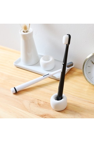 Banyo Tezgahları İçin Seramikten Şık Mini Diş Fırçası Tutucu, Beyaz, 2'li Diğer